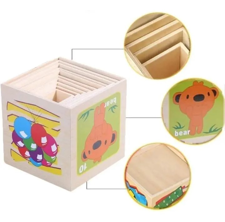 TORRE DE CUBOS DE MADERA PARA APRENDIZAJE Y DIVERSION INFANTIL - 6