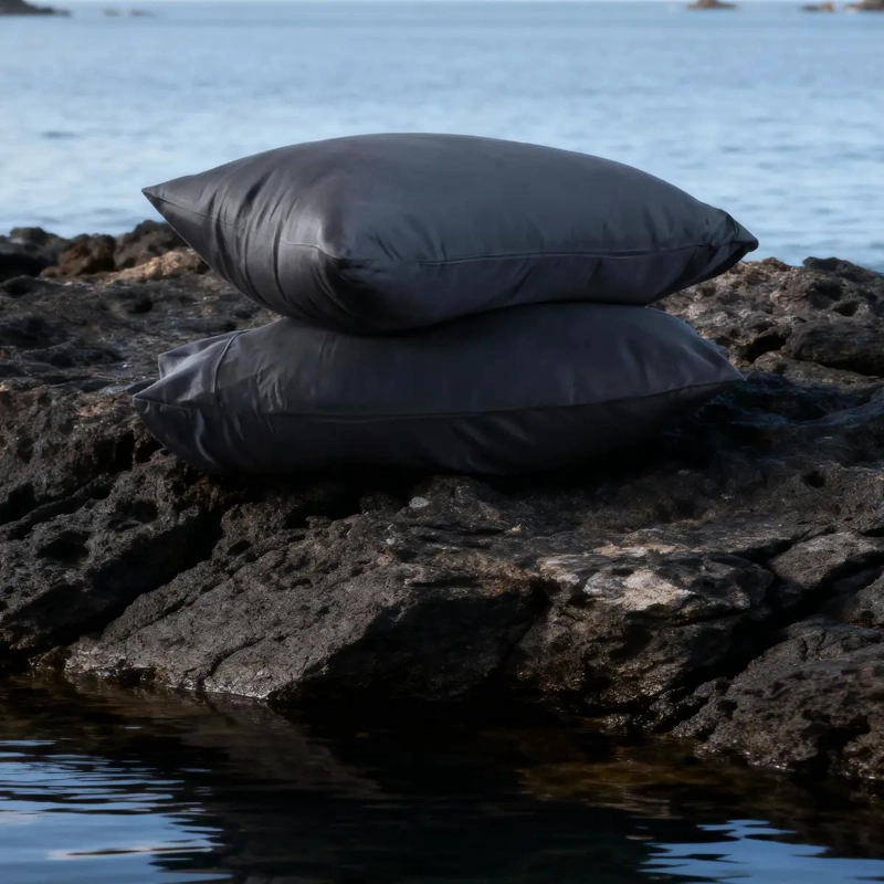 SET DE 2 FUNDAS PARA ALMOHADA 50X70 CM EN BAMBU ORGANICO GRIS OSCURO - 3