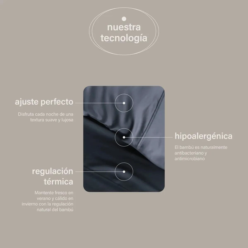 SET DE 2 FUNDAS PARA ALMOHADA 50X70 CM EN BAMBU ORGANICO GRIS OSCURO - 4