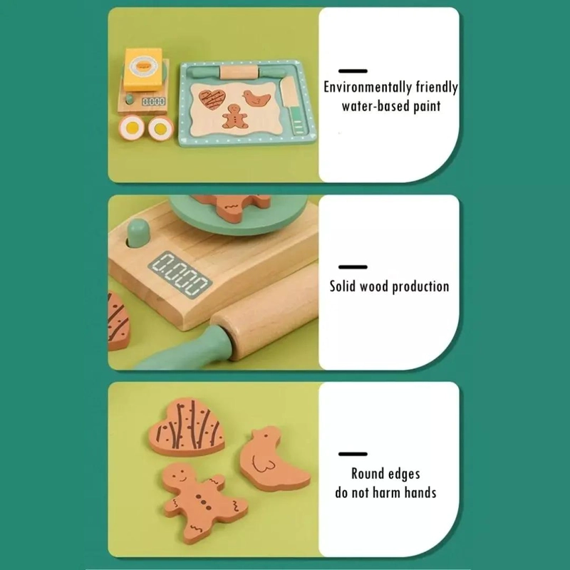 SET DE COCINA PARA NIÑOS CON MOLDES Y RODILLO DE MADERA - 1