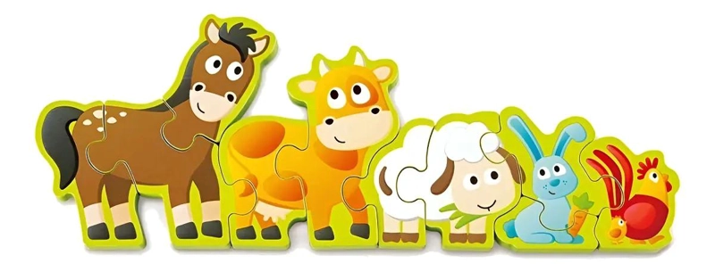 ROMPECABEZAS DE MADERA 10 PIEZAS ANIMALES DE GRANJA - 1