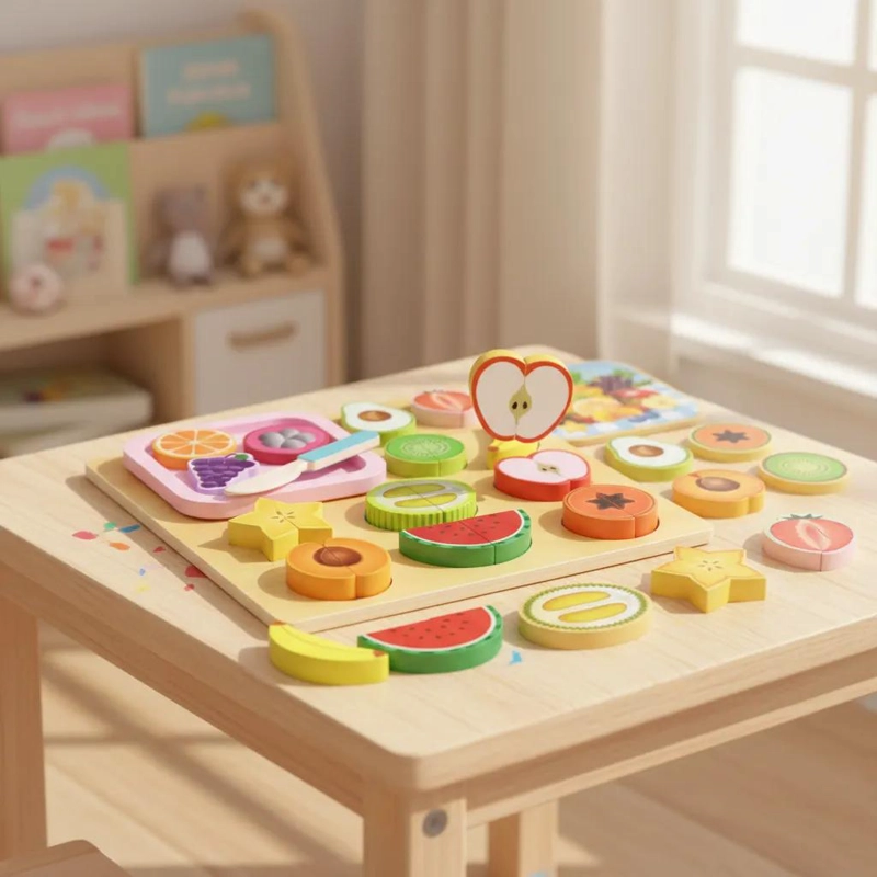 JUEGO DE COCINA Y FRUTAS MONTESSORI PARA NIÑOS - 5