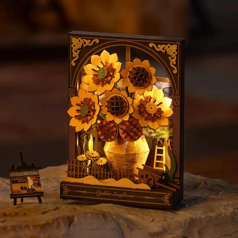 PUZZLE 3D DE GIRASOLES DORADOS PARA DECORAR ESPACIOS - 1
