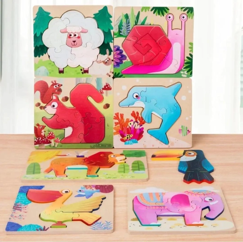 PACK DE 6 ROMPECABEZAS DE MADERA TRIDIMENSIONAL PARA NIÑOS - 3