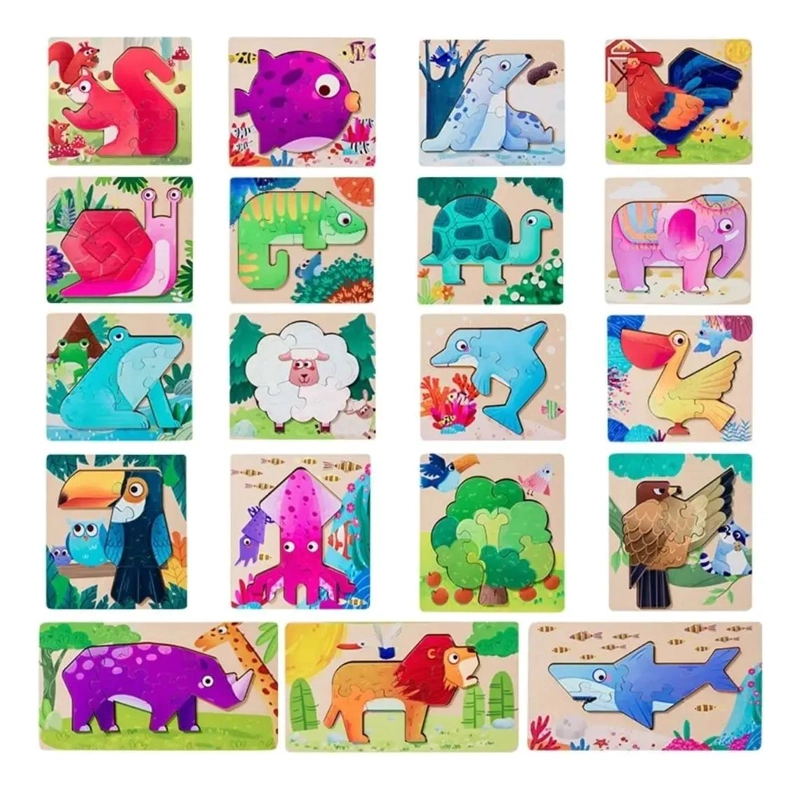 PACK DE 6 ROMPECABEZAS DE MADERA TRIDIMENSIONAL PARA NIÑOS - 4