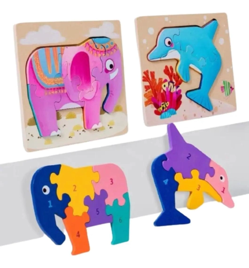 PACK DE 6 ROMPECABEZAS DE MADERA TRIDIMENSIONAL PARA NIÑOS - 5