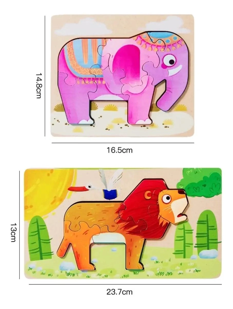 PACK DE 6 ROMPECABEZAS DE MADERA TRIDIMENSIONAL PARA NIÑOS - 6