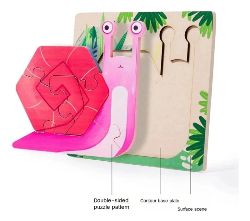 PACK DE 6 ROMPECABEZAS DE MADERA TRIDIMENSIONAL PARA NIÑOS - 7