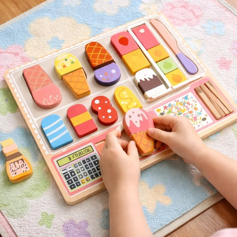 JUEGO DE MADERA PARA NIÑOS PUZZLES DE HELADO EDUCATIVOS - 4