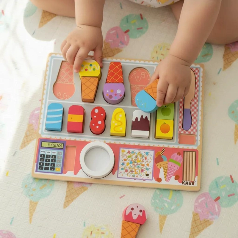 JUEGO DE MADERA PARA NIÑOS PUZZLES DE HELADO EDUCATIVOS - 5
