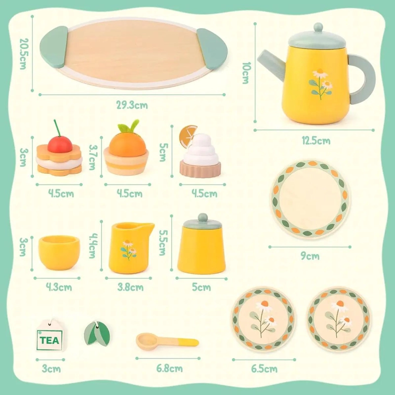 JUEGO DE TE  Y POSTRE DE MADERA PARA NIÑOS CON ACCESORIOS - 4