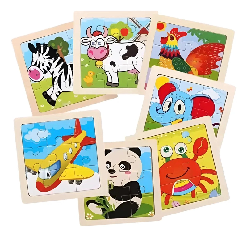ROMPECABEZAS DE MADERA PARA NIÑOS, PACK DE 12 DIVERSION EDUCATIVA - 1