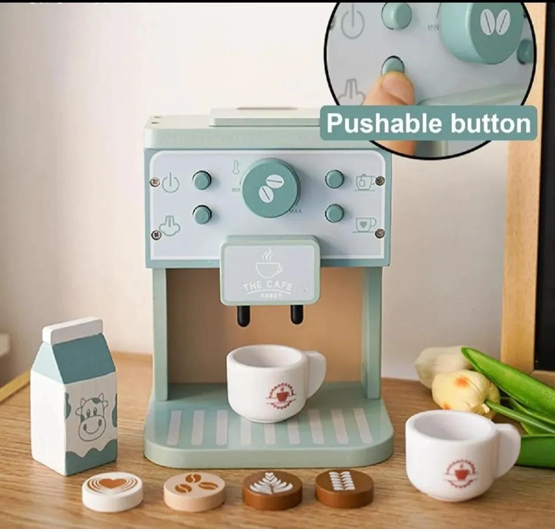 CAFETERA ESPRESSO DE MADERA PARA JUEGO DIDACTICO INFANTIL - 3