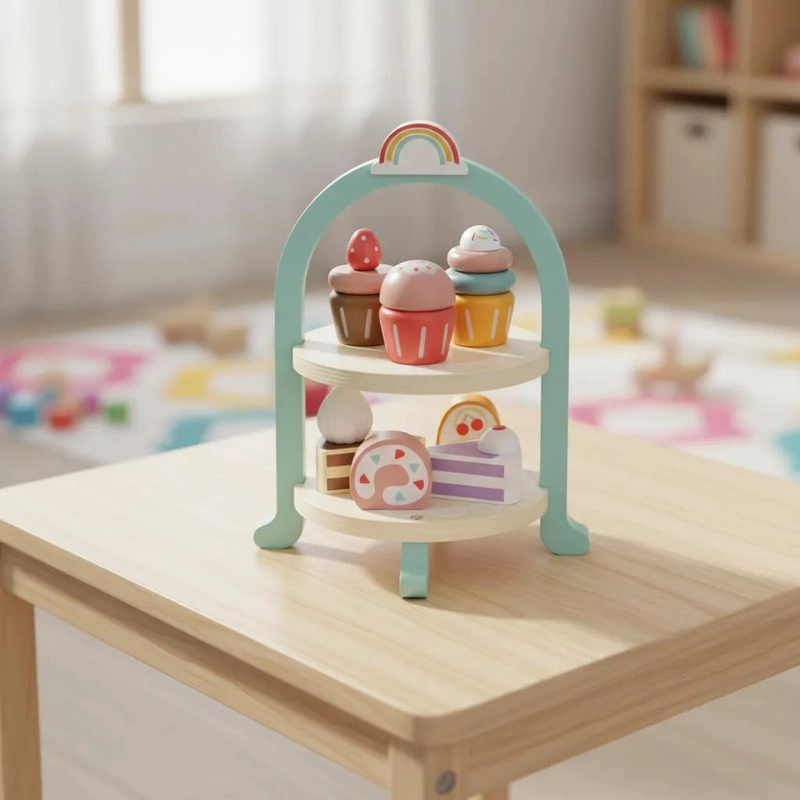 EXHIBIDOR DIDACTICO DE POSTRES Y PASTELES DE MADERA - 2