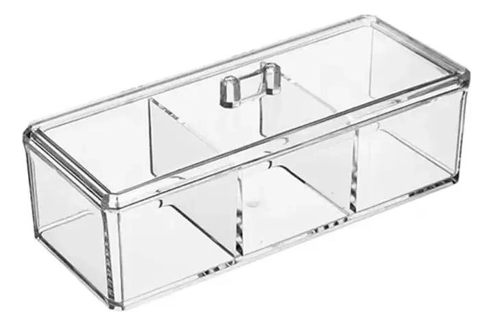 ORGANIZADOR DE MAQUILLAJE CON 3 COMPARTIMIENTOS DE ACRILICO - 1