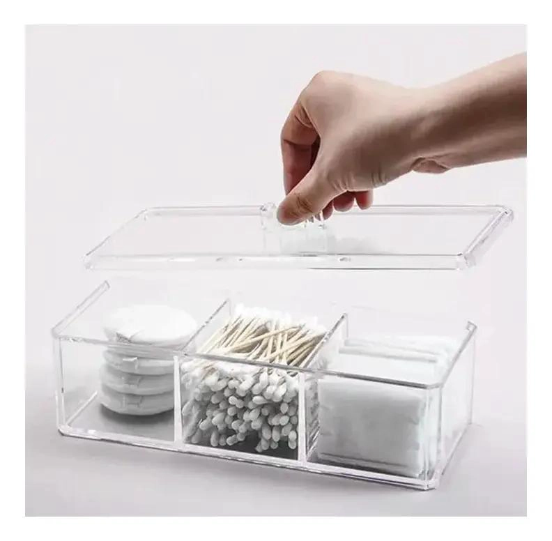 ORGANIZADOR DE MAQUILLAJE CON 3 COMPARTIMIENTOS DE ACRILICO - 10