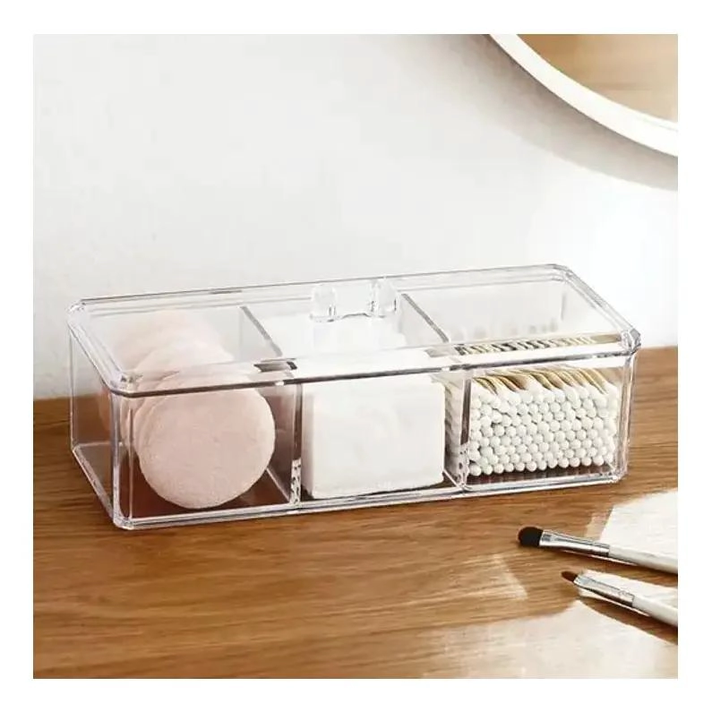ORGANIZADOR DE MAQUILLAJE CON 3 COMPARTIMIENTOS DE ACRILICO - 2