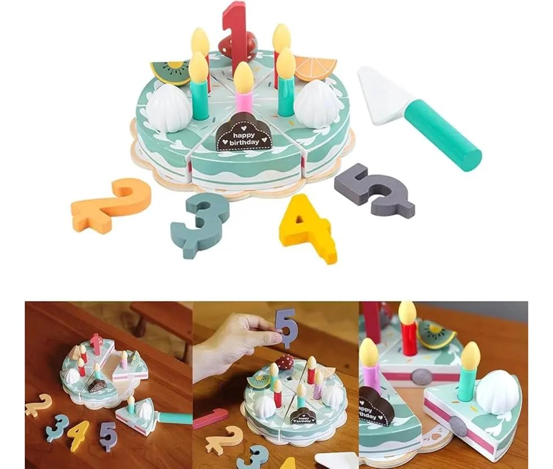 TORTA DE CUMPLEAÑOS DE MADERA JUGUETE DIDACTICO PARA NIÑOS - 5