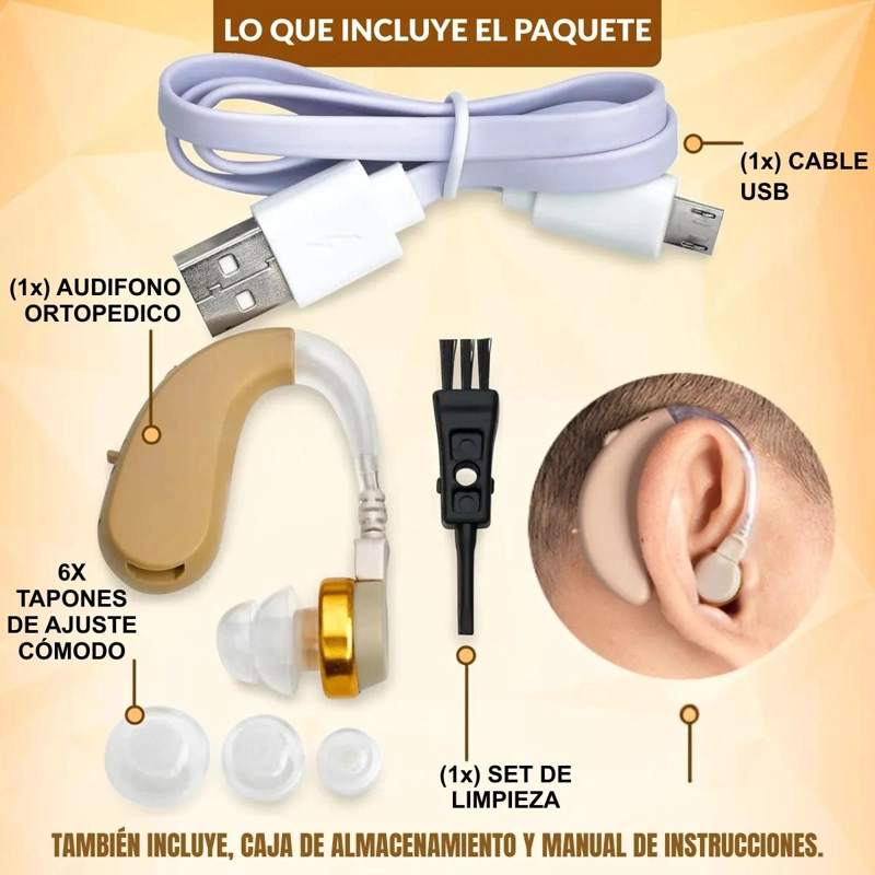 AUDIFONOS AMPLIFICADORES RECARGABLES E INALAMBRICOS PARA ADULTOS - 6