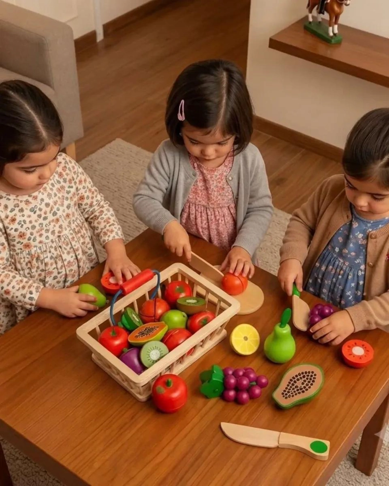 SET INTERACTIVO DE FRUTAS DE MADERA PARA CORTAR - 1