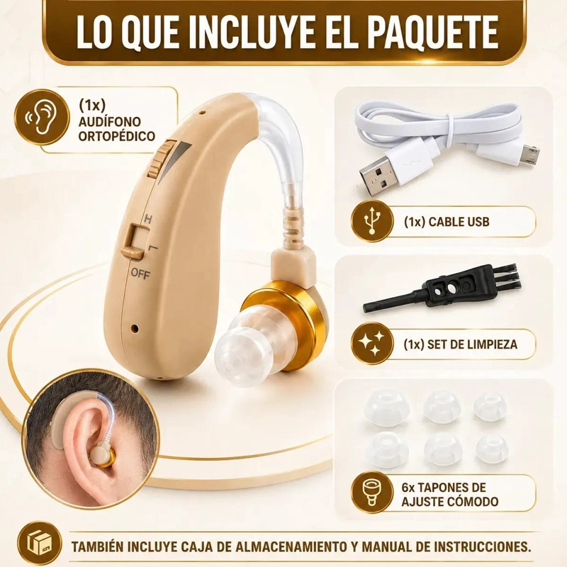 AUDIFONOS AMPLIFICADORES DE SONIDO RECARGABLES E INALAMBRICOS - 9