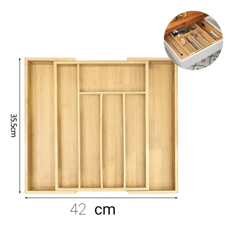 ORGANIZADOR DE CAJONES DE BAMBU EXPANDIBLE PARA UTENSILIOS - 4
