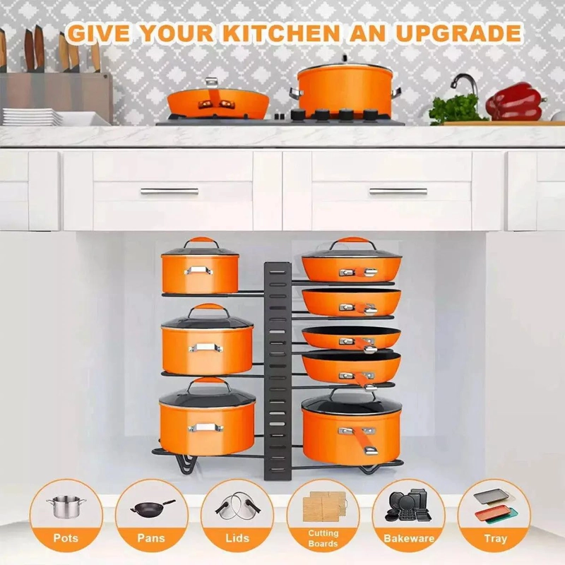 ORGANIZADOR DE OLLAS Y SARTENES CON 8 NIVELES PARA COCINA - 10