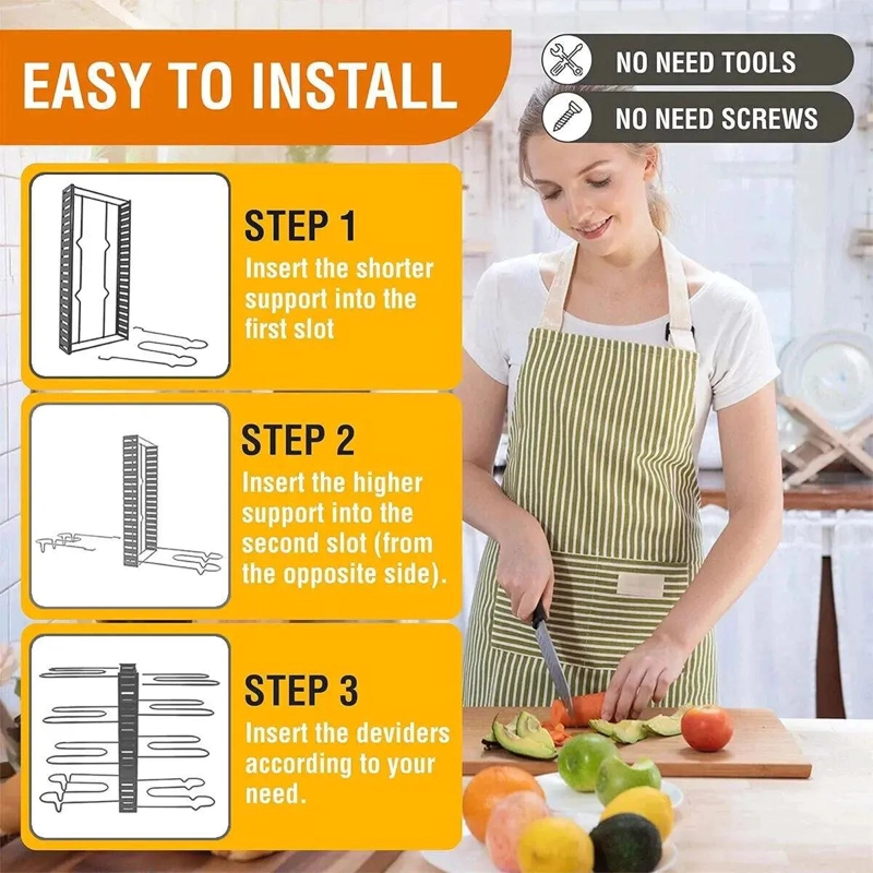 ORGANIZADOR DE OLLAS Y SARTENES CON 8 NIVELES PARA COCINA - 6