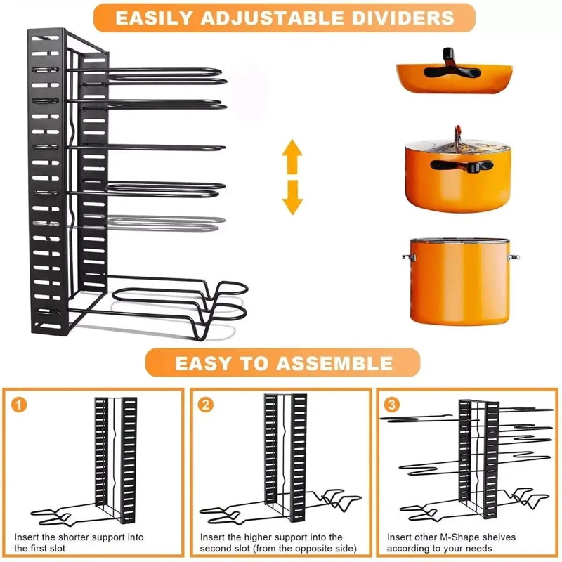 ORGANIZADOR DE OLLAS Y SARTENES CON 8 NIVELES PARA COCINA - 7