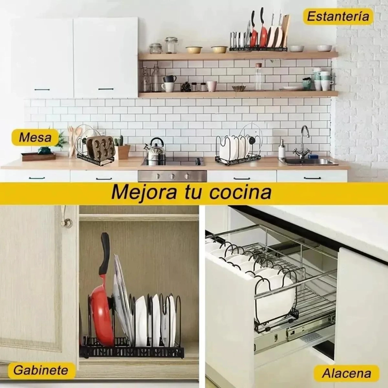 ORGANIZADOR DE OLLAS Y SARTENES CON 13 COMPARTIMENTOS AJUSTABLES - 7