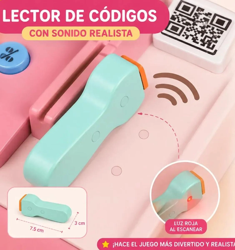 CAJA REGISTRADORA INFANTIL DE MADERA CON ACCESORIOS Y DINERO - 3