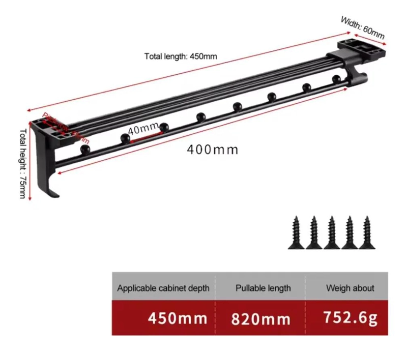 BARRA TELESCOPICA EXTRAIBLE PARA CLOSET Y ARMARIO 45CM - 9