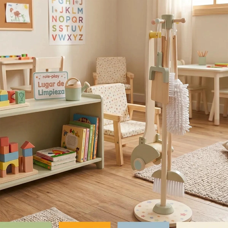 SET DE ASEO Y LIMPIEZA INFANTIL DE MADERA PARA NIÑOS - 5