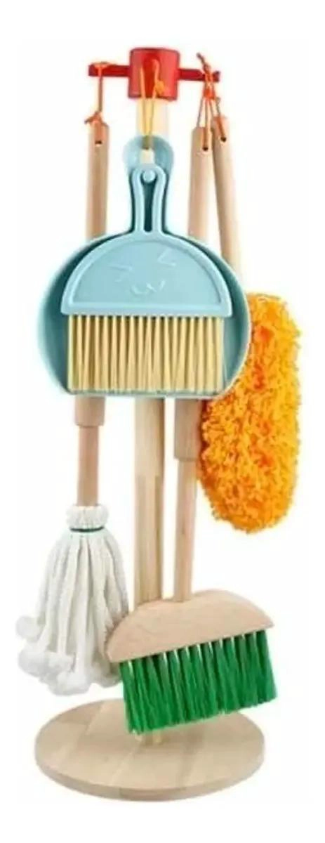 SET DE ASEO Y LIMPIEZA INFANTIL DE MADERA CON 6 PIEZAS - 1