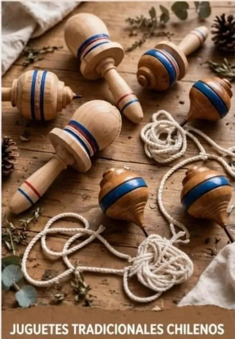 PACK DE 6 TROMPOS Y EMBOQUES DE MADERA PARA JUGAR - 2