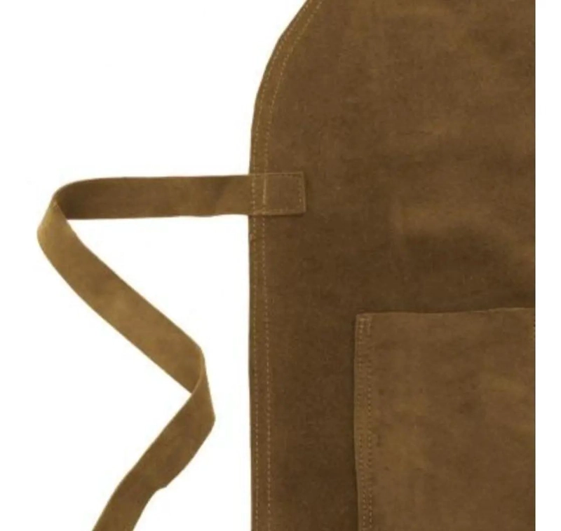 DELANTAL DE CUERO MARRON PARA PARRILLA CON BOLSILLO PRACTICO - 2