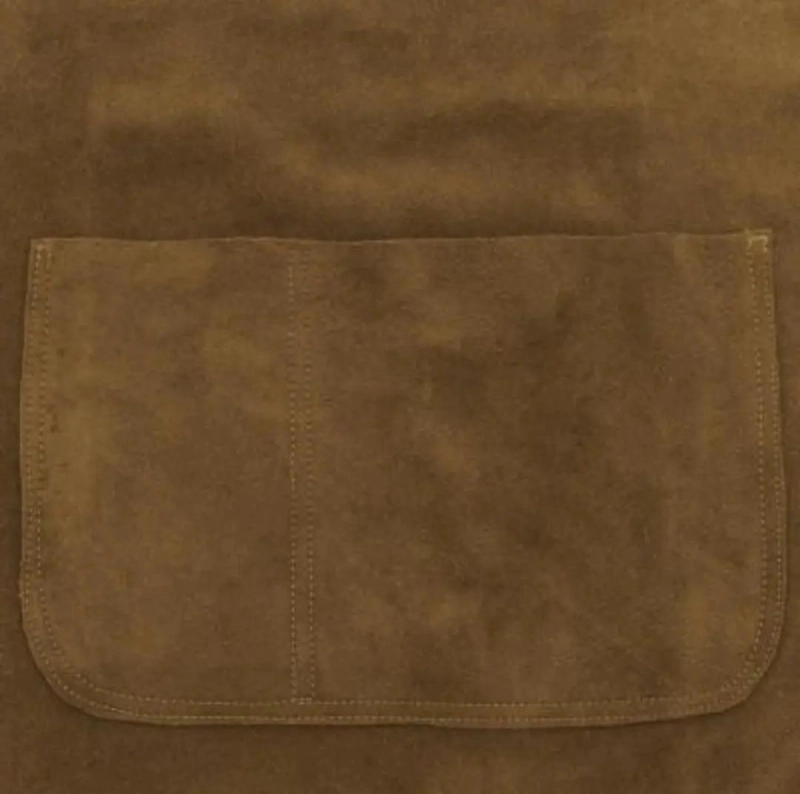 DELANTAL DE CUERO MARRON PARA PARRILLA CON BOLSILLO PRACTICO - 3