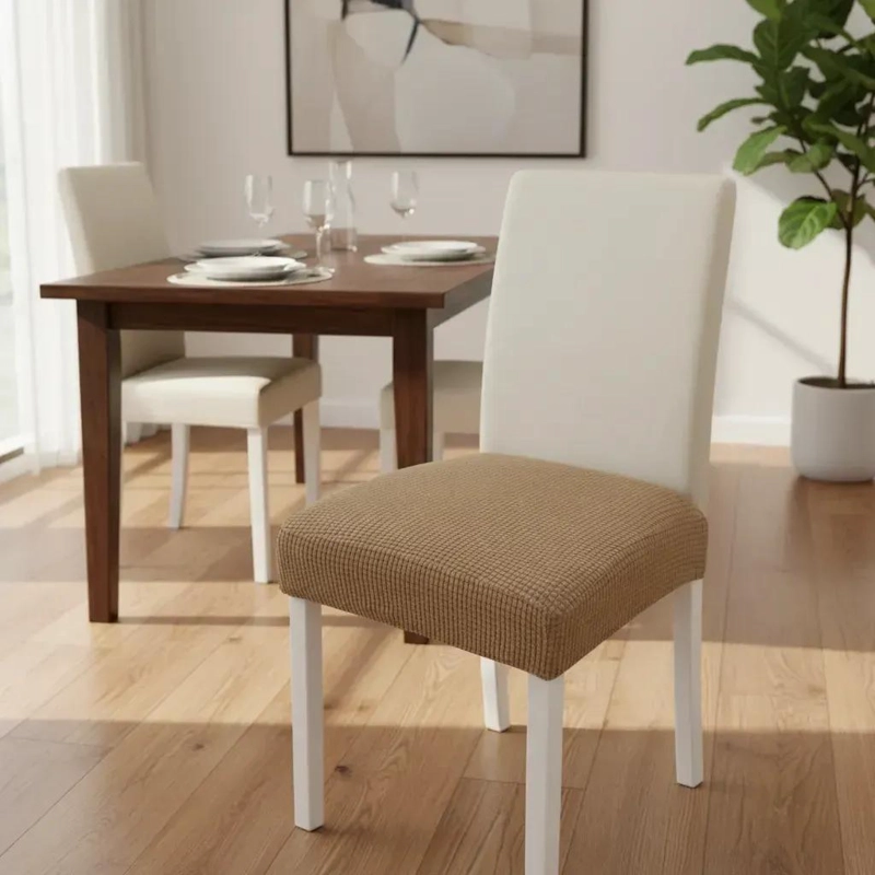 PACK DE 8 FUNDAS ELASTICAS PARA ASIENTO DE SILLA DE COMEDOR - 1