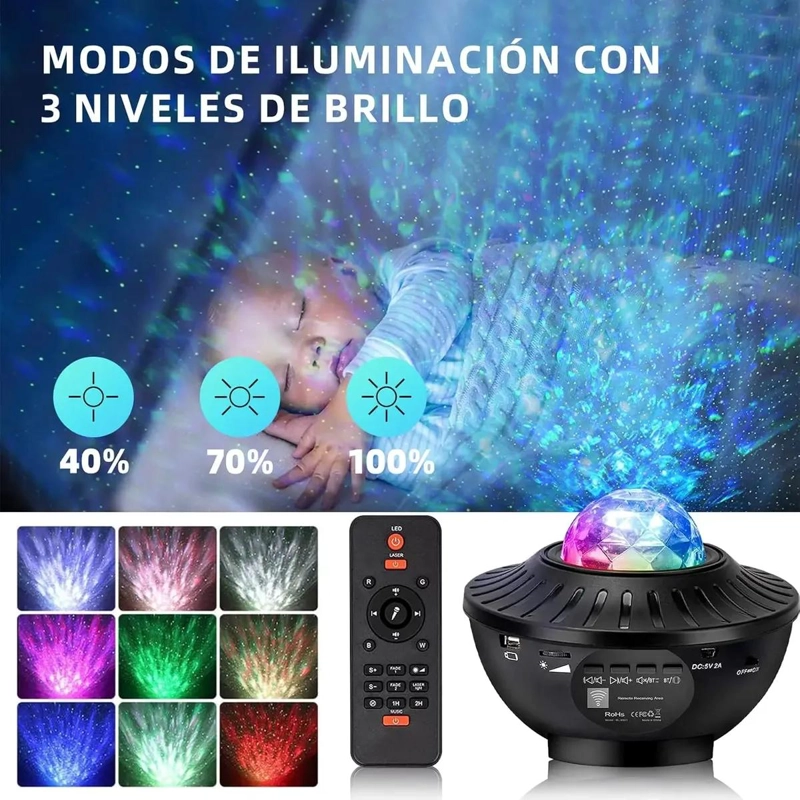PROYECTOR DE ESTRELLAS LED CON CONTROL REMOTO Y ALTAVOZ - 5