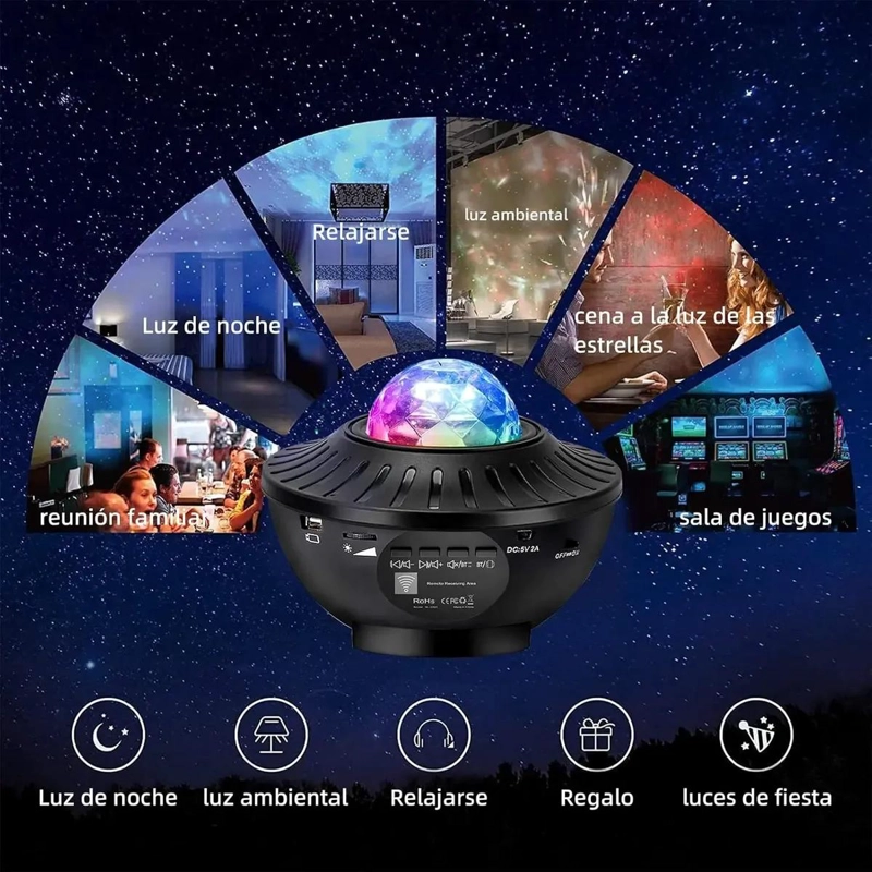 PROYECTOR DE ESTRELLAS LED CON CONTROL REMOTO Y ALTAVOZ - 7
