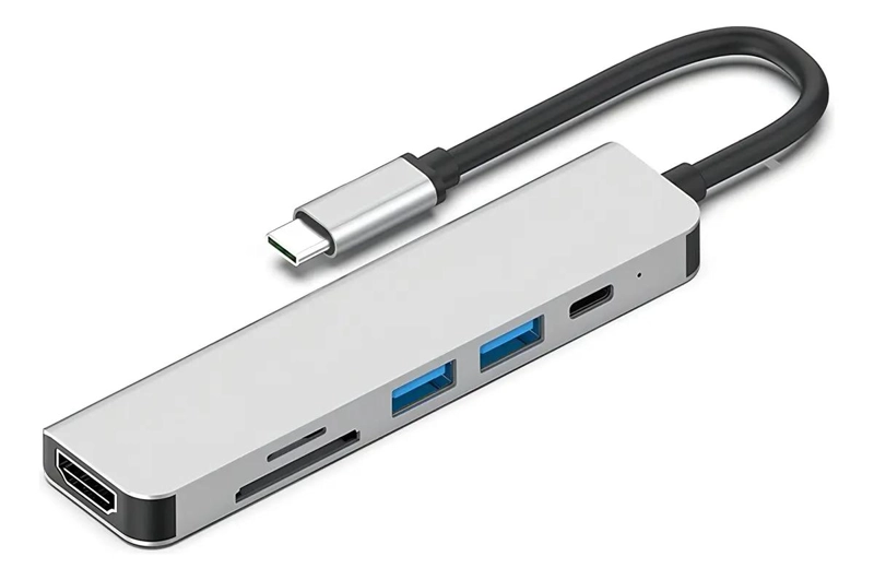 ADAPTADOR USB TIPO C 6 EN 1 PARA WINDOWS Y MACBOOK - 1