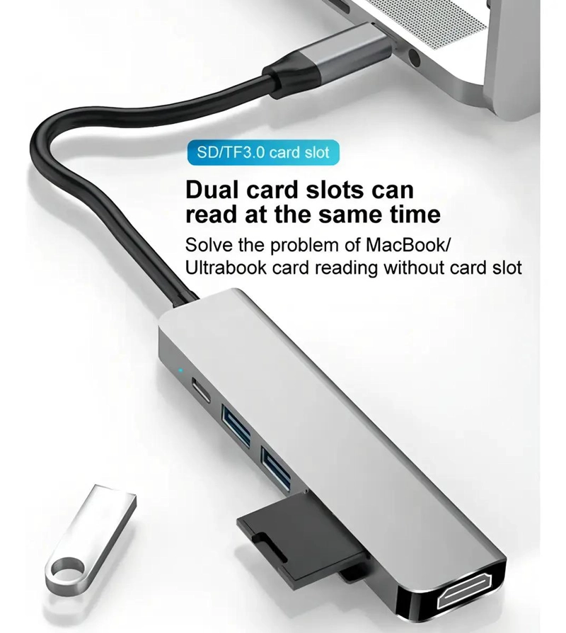 ADAPTADOR USB TIPO C 6 EN 1 PARA WINDOWS Y MACBOOK - 3