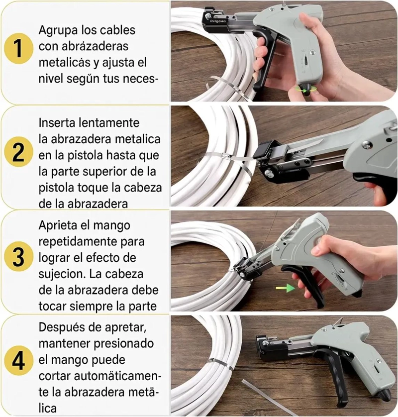 PISTOLA ALICATE PARA AMARRAS METALICAS CON 100 AMARRAS - 6