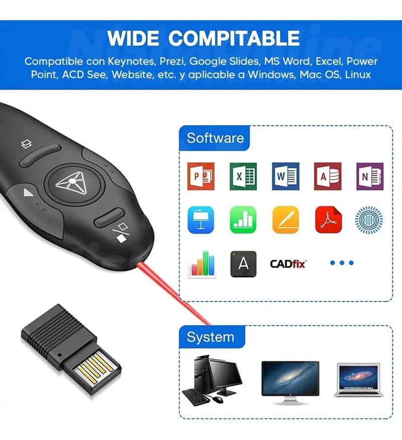 CLICKER INALAMBRICO PARA PRESENTACIONES CON PUNTERO LASER - 4