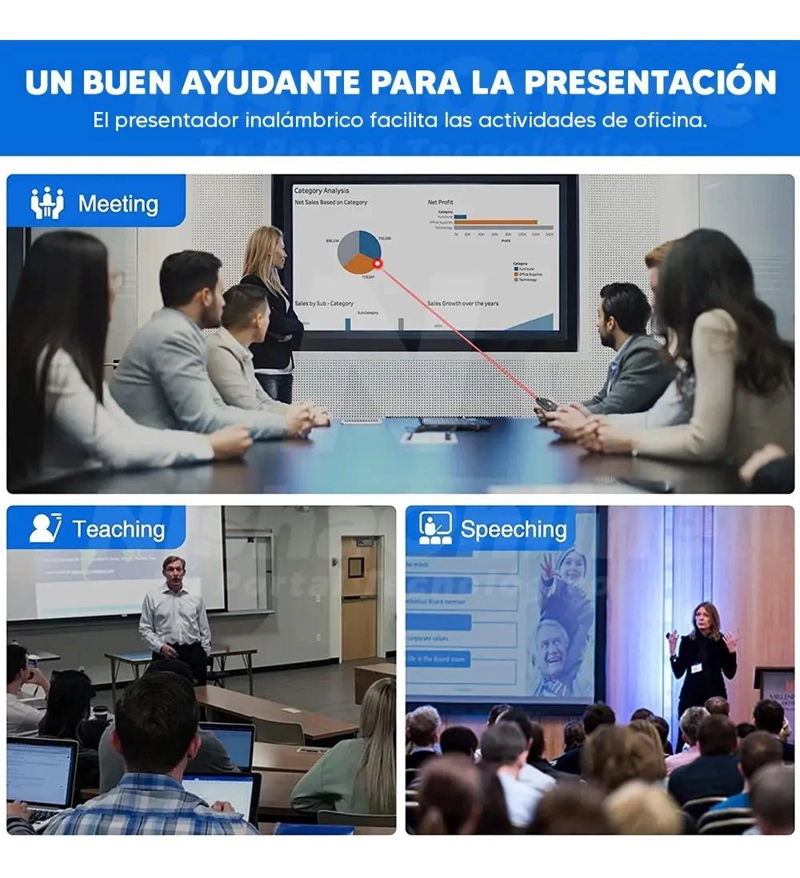 CLICKER INALAMBRICO PARA PRESENTACIONES CON PUNTERO LASER - 5