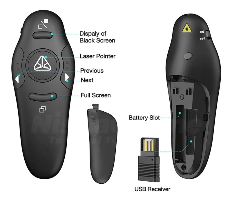 CLICKER INALAMBRICO PARA PRESENTACIONES CON PUNTERO LASER - 6