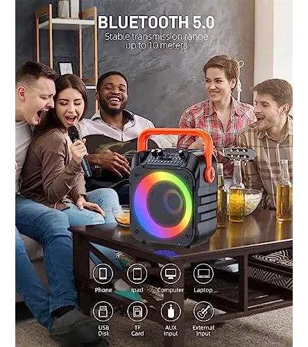 MAQUINA DE KARAOKE PORTATIL CON DOS MICROFONOS INALAMBRICOS - 2