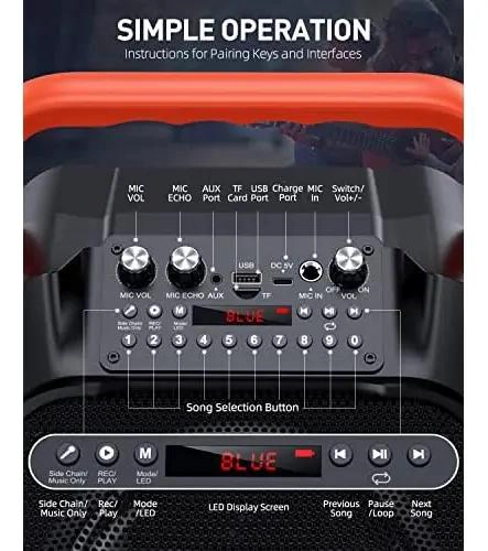 MAQUINA DE KARAOKE PORTATIL CON DOS MICROFONOS INALAMBRICOS - 3