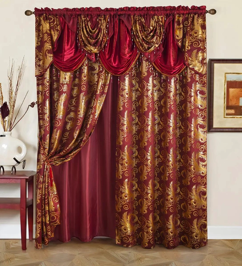 JUEGO DE CORTINAS DE LINO CON CENEFA Y RESPALDO PARA VENTANA - 1
