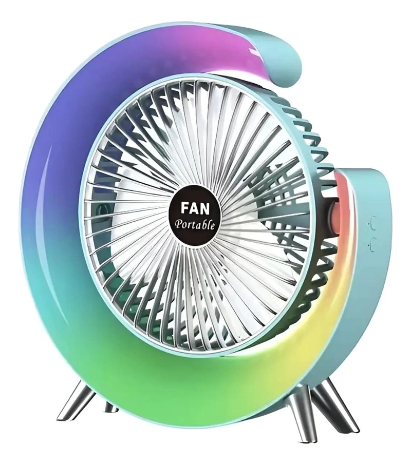VENTILADOR PORTATIL MULTICOLOR CON LUCES LED Y USB - 1